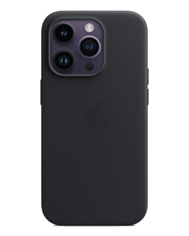 Чехол Apple iPhone 14 Pro Leather Case MagSafe No animation (Тёмная ночь)