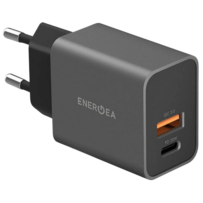 EnergEA СЗУ Ampcharge PD20+, USB-C PD20 +USB-A QC3.0 20W Gunmetal