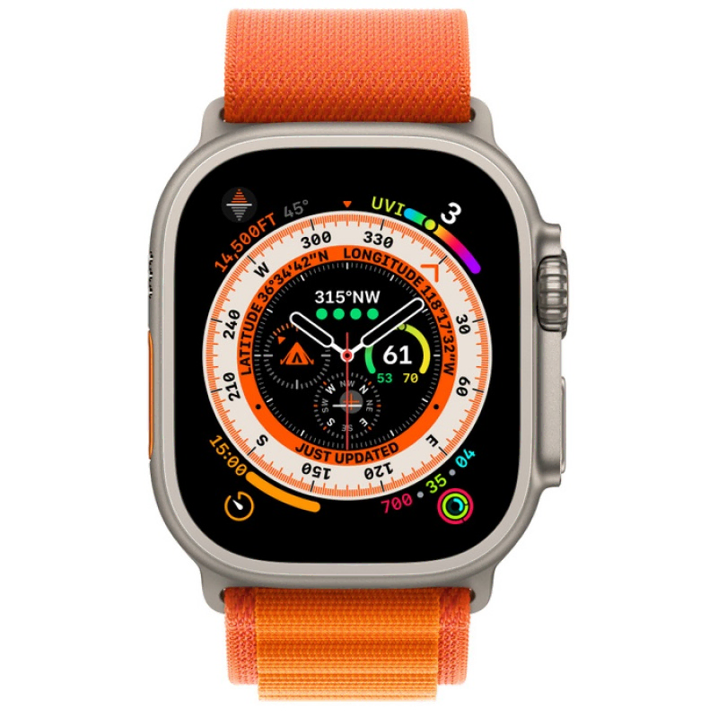 Apple Watch Series Ultra 49mm Titanium Case with Orange Alpine Loop S