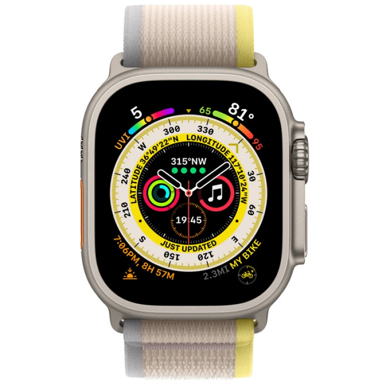 Apple Watch Series Ultra 49mm Titanium Case with Yellow Trail Loop S/M