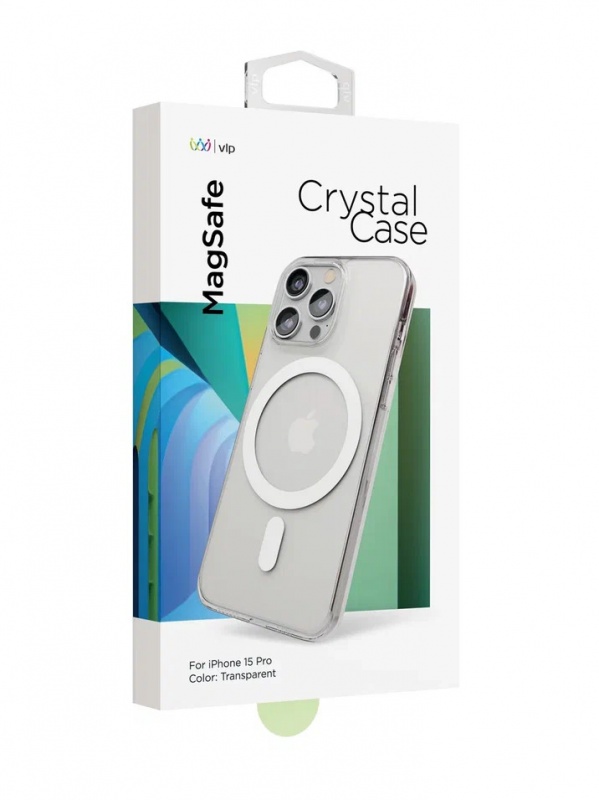 Чехол защитный "vlp" Crystal case с MagSafe для iPhone 15 Pro, прозрачный