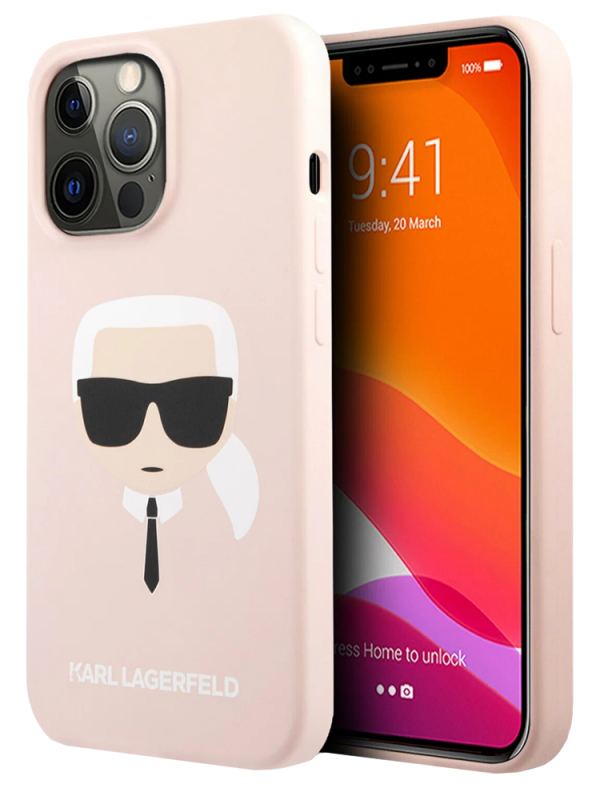 Чехол iPhone 13 Lagerfeld Liquid silicone Karl & Choupette Hard Pink