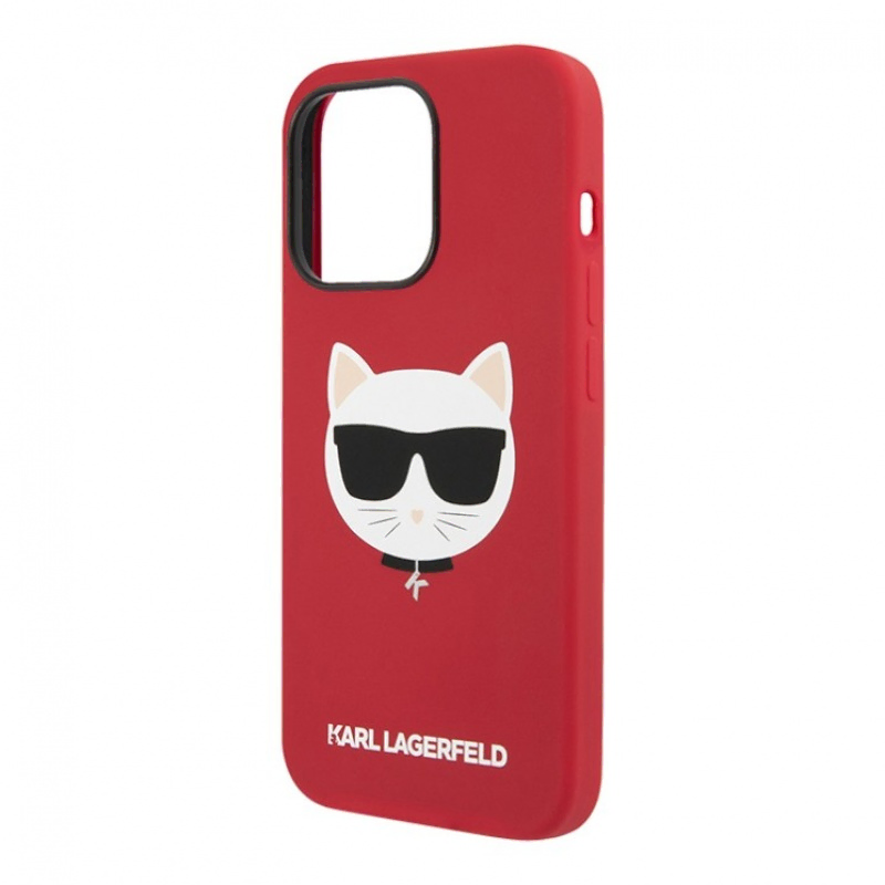 Lagerfeld для iPhone 14 чехол Liquid silicone Choupette Hard Red (MagSafe)