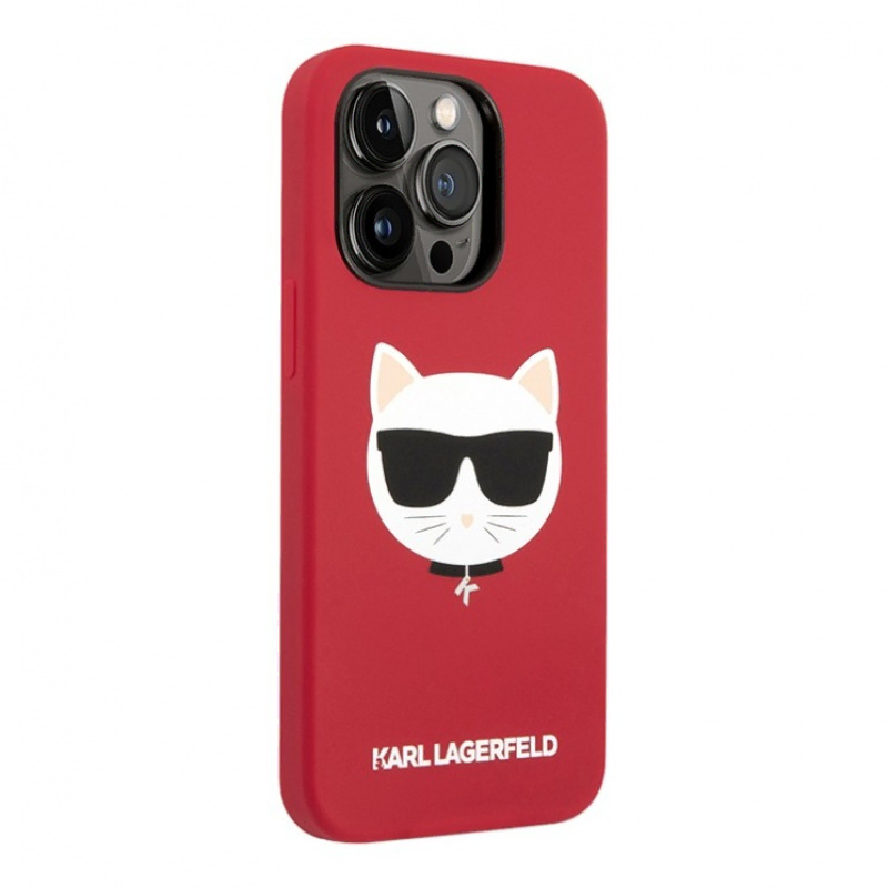 Lagerfeld для iPhone 14 чехол Liquid silicone Choupette Hard Red (MagSafe)