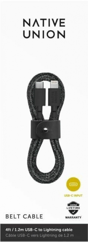 Кабель NATIVE UNION Belt Cable USB-C to ligntning Cable 1,2m (Черный)