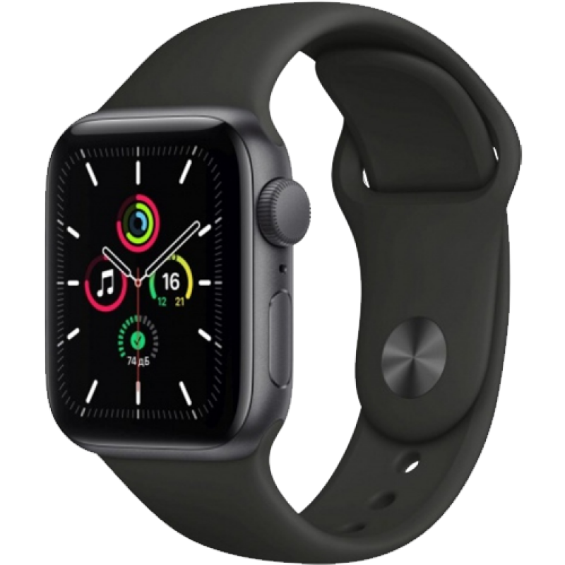 Apple Watch Series SE 40mm Space Gray Aluminum Case with Black Sport Band